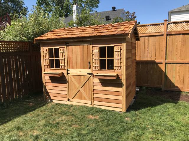 Fence, deck and shed